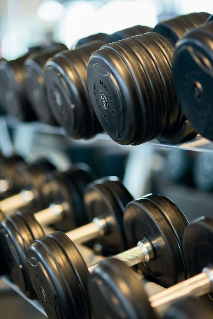 Weights on a rack